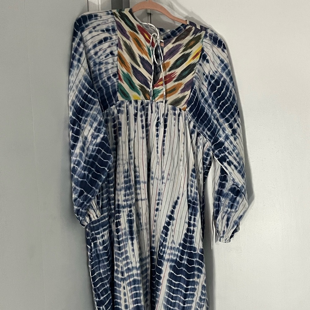 Bohemian Tie-Dye Dress with Multicolor Accents